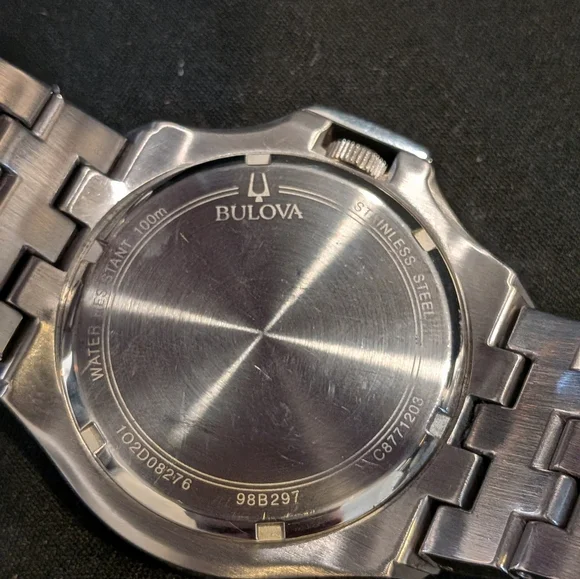 Bulova Men's Quartz Stainless Steel Blue Dial Calendar Watch 43MM 98B297